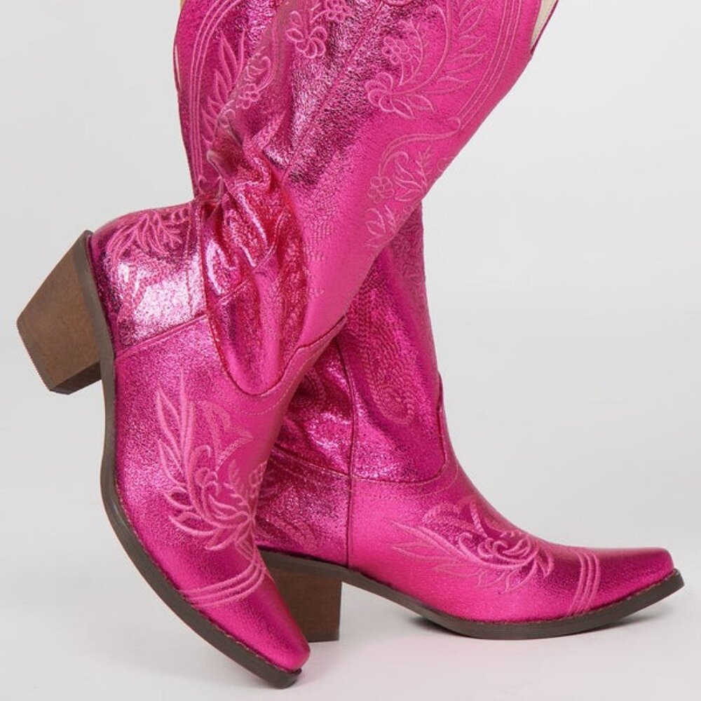 Fashion Nova Best Days Ahead Cowboy Boots Color Hot Pink